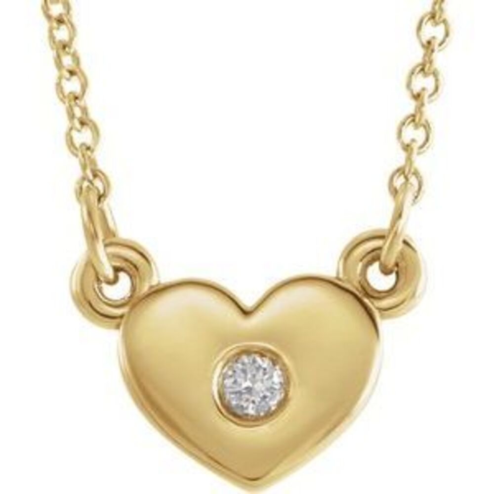 14k Yellow .03 Ctw Natural Diamond Heart 16" Necklace